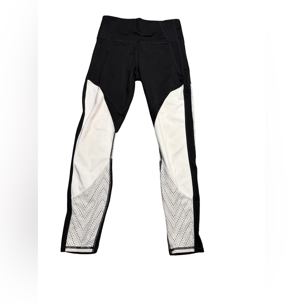 🖤 Athleta High Rise Colorblock Mesh‎ Leggings Black White Size Small 🖤